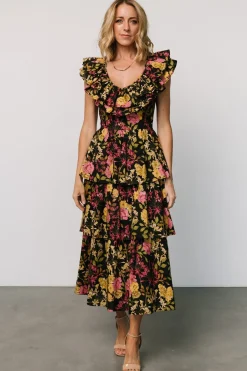 Baltic Born Francesca Tiered Maxi Dress | Black Floral