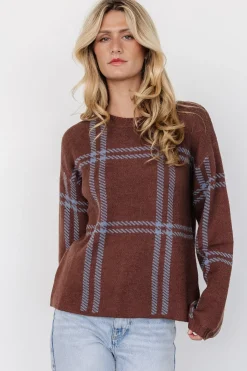 Baltic Born Francie Sweater | Brown + Blue Plaid