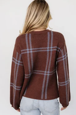 Baltic Born Francie Sweater | Brown + Blue Plaid