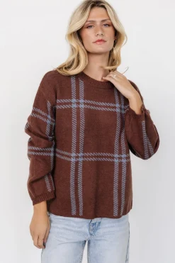 Baltic Born Francie Sweater | Brown + Blue Plaid