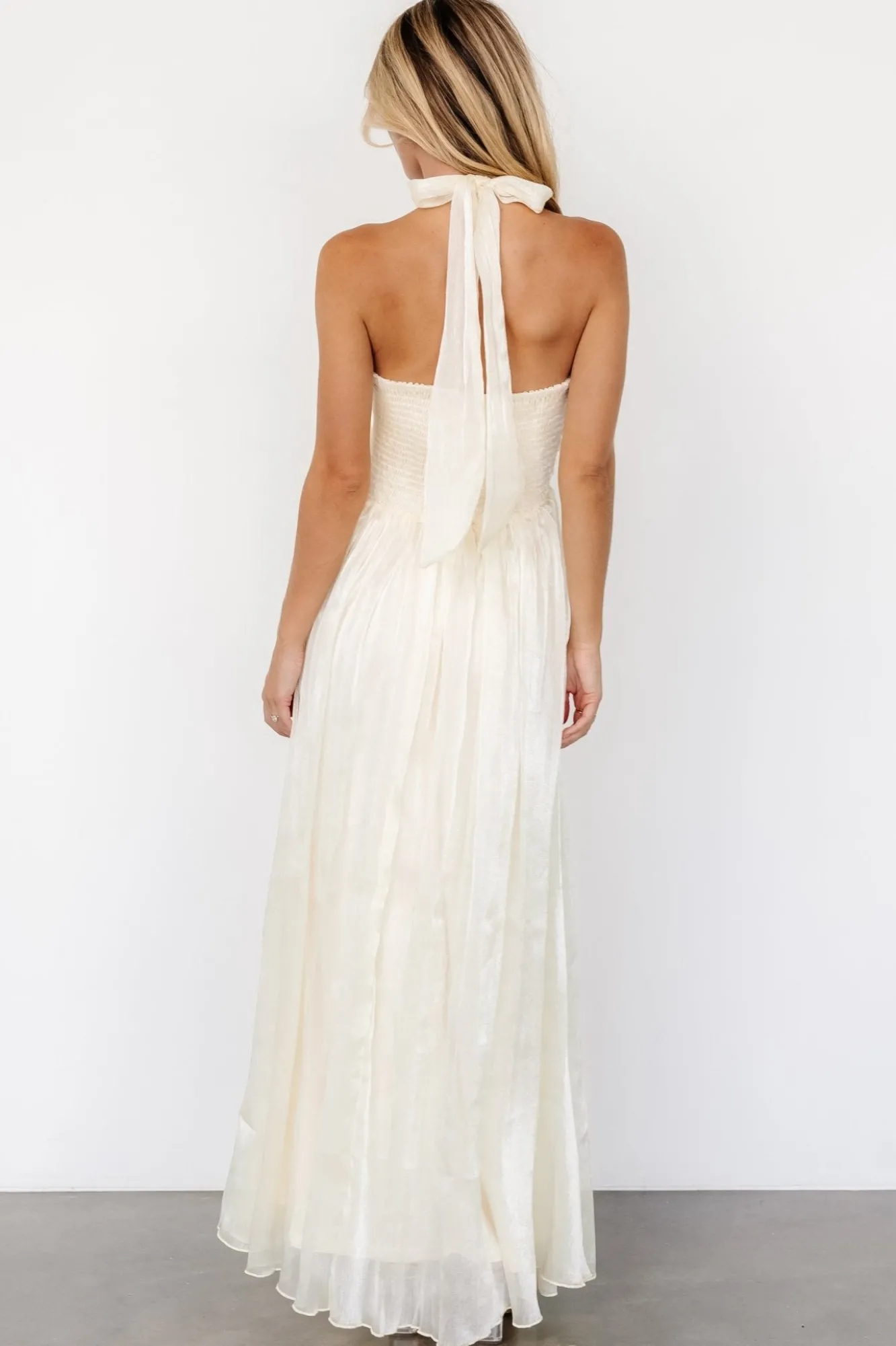 Baltic Born Frederica Halter Maxi Dress | Cream Shimmer