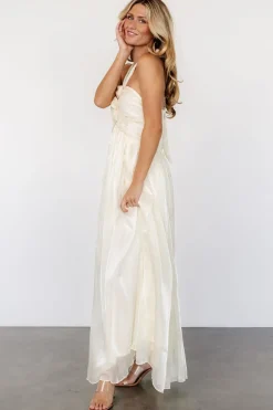 Baltic Born Frederica Halter Maxi Dress | Cream Shimmer