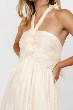 Baltic Born Frederica Halter Maxi Dress | Cream Shimmer