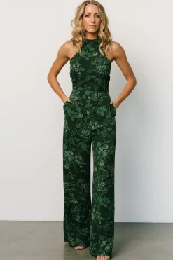 Baltic Born Freya Halter Jumpsuit | Emerald Floral