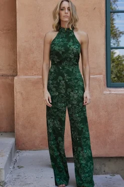 Baltic Born Freya Halter Jumpsuit | Emerald Floral