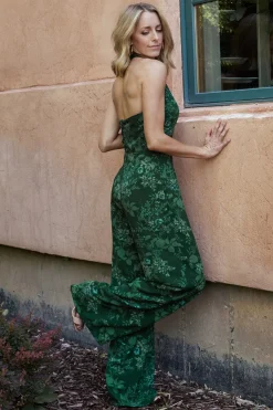 Baltic Born Freya Halter Jumpsuit | Emerald Floral