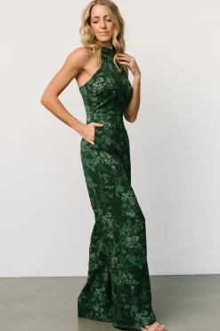 Baltic Born Freya Halter Jumpsuit | Emerald Floral