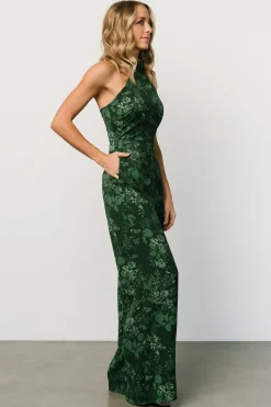 Baltic Born Freya Halter Jumpsuit | Emerald Floral