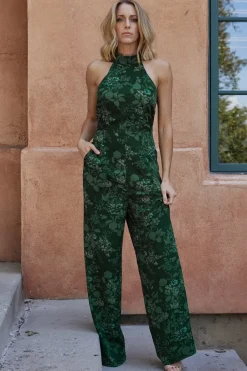 Baltic Born Freya Halter Jumpsuit | Emerald Floral