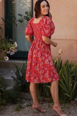 Baltic Born Gabbie Short Dress | Red Multi Floral