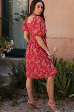 Baltic Born Gabbie Short Dress | Red Multi Floral