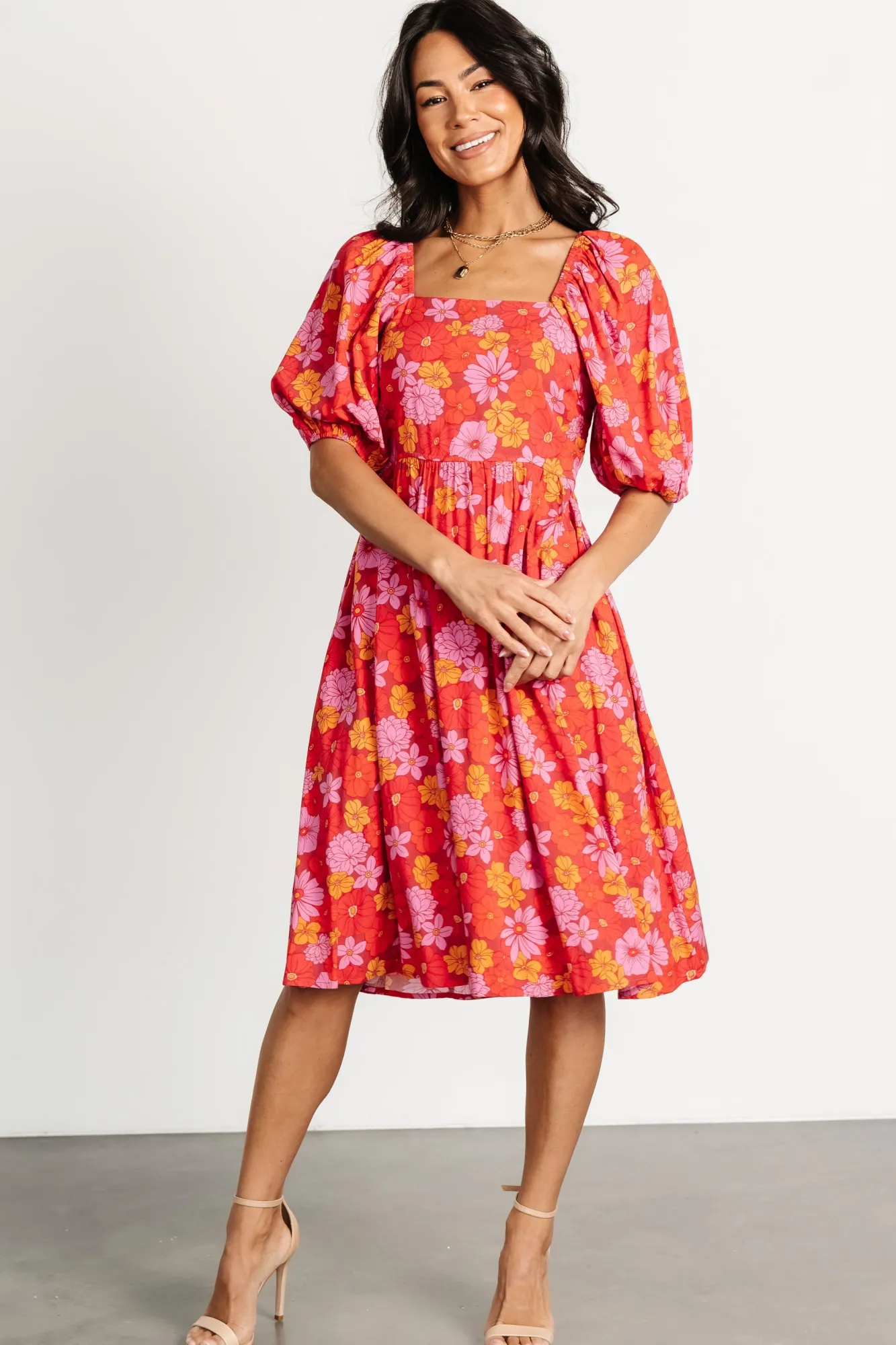 Baltic Born Gabbie Short Dress | Red Multi Floral