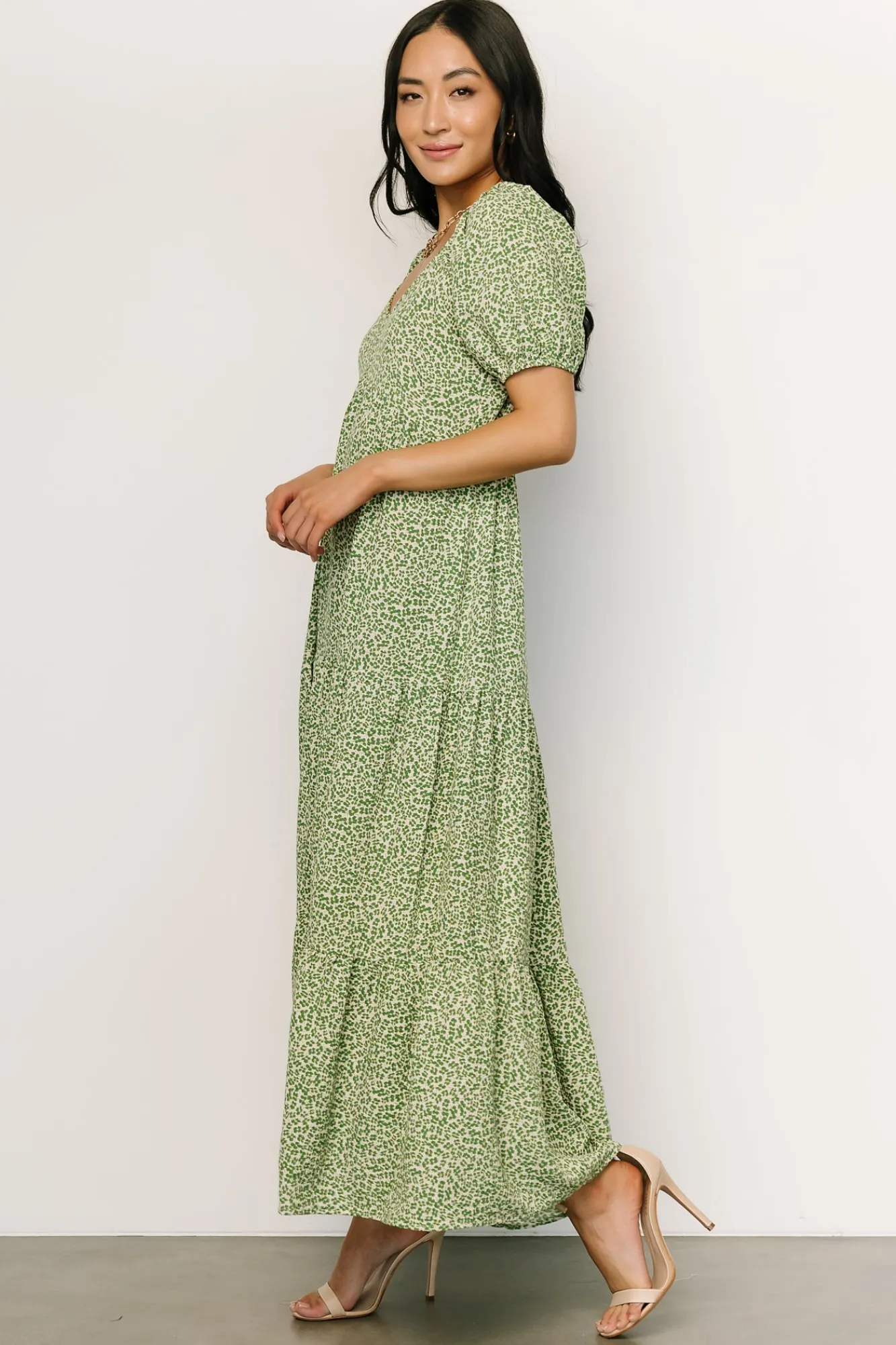 Baltic Born Gables Puff Sleeve Maxi Dress | Green Multi