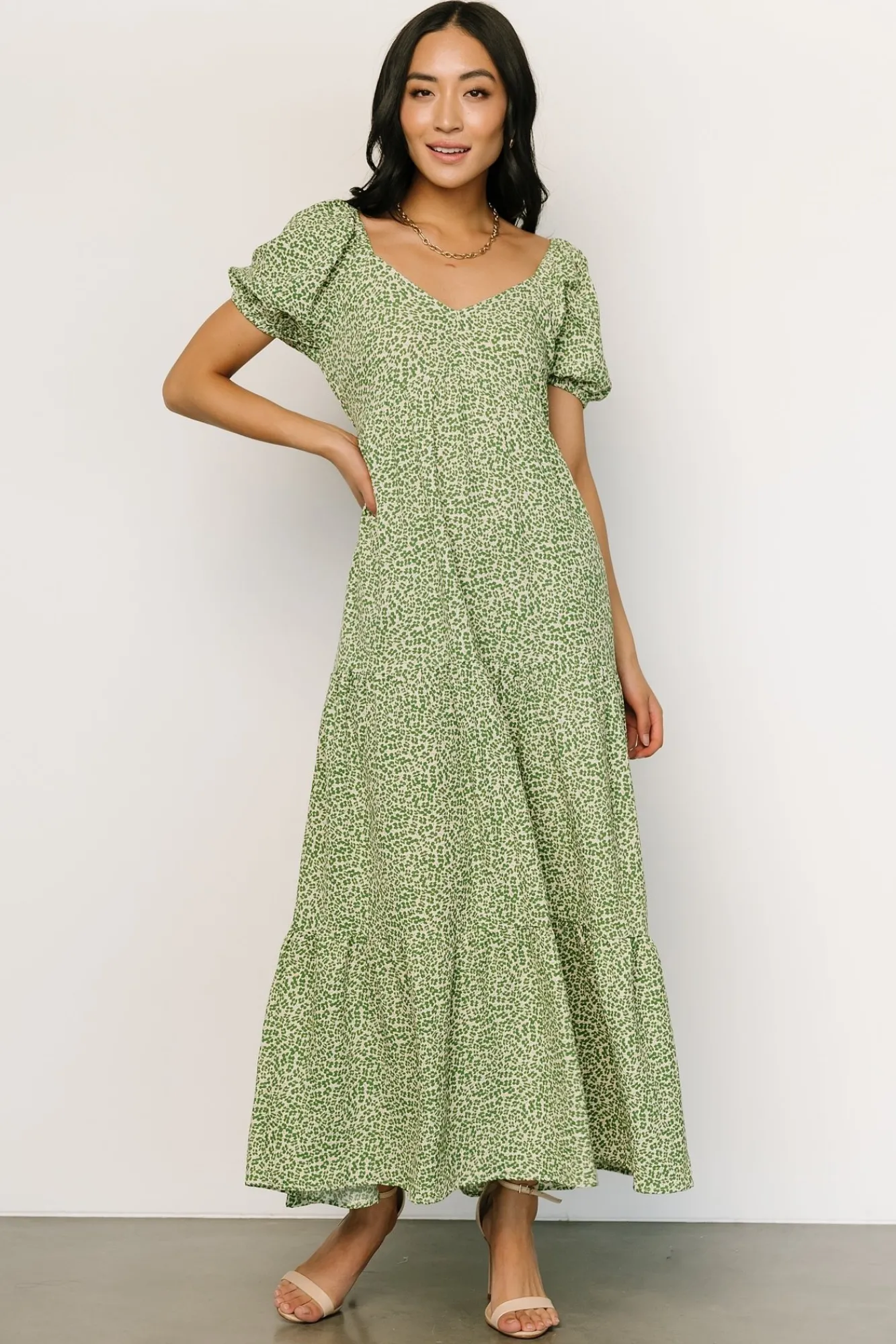 Baltic Born Gables Puff Sleeve Maxi Dress | Green Multi