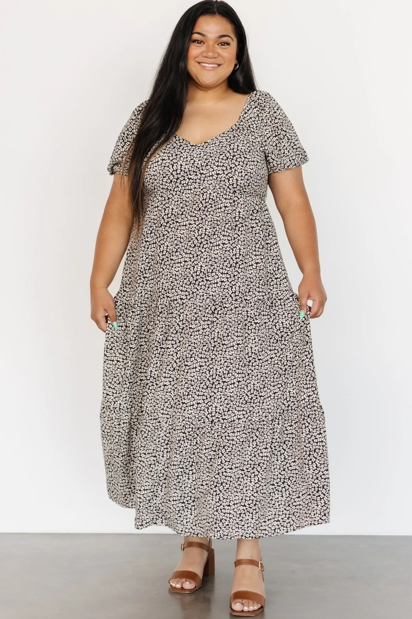 Baltic Born Gables Puff Sleeve Maxi Dress | Black Multi