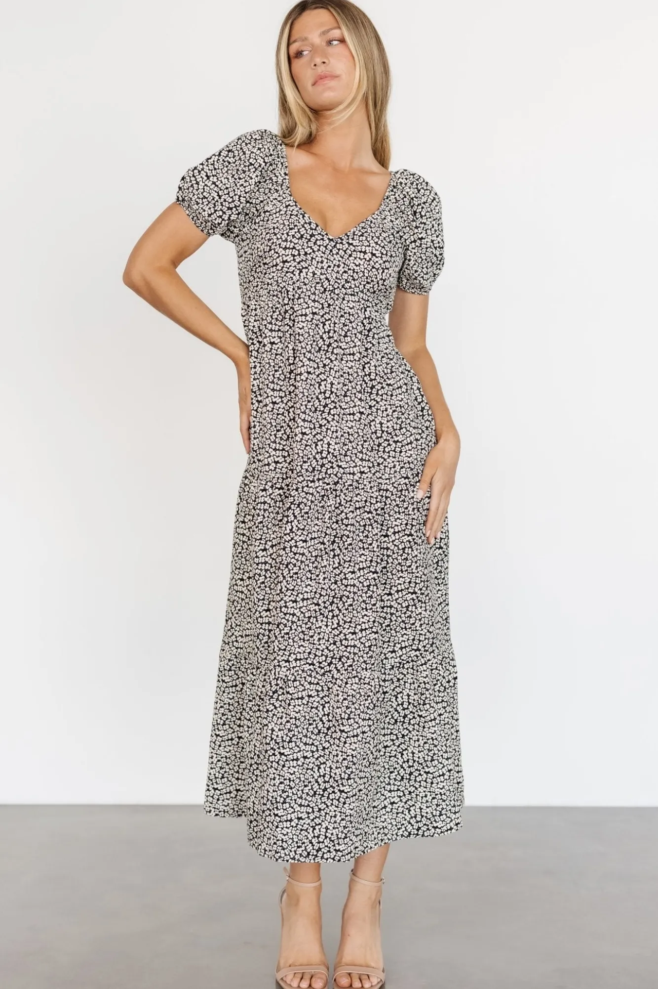 Baltic Born Gables Puff Sleeve Maxi Dress | Black Multi