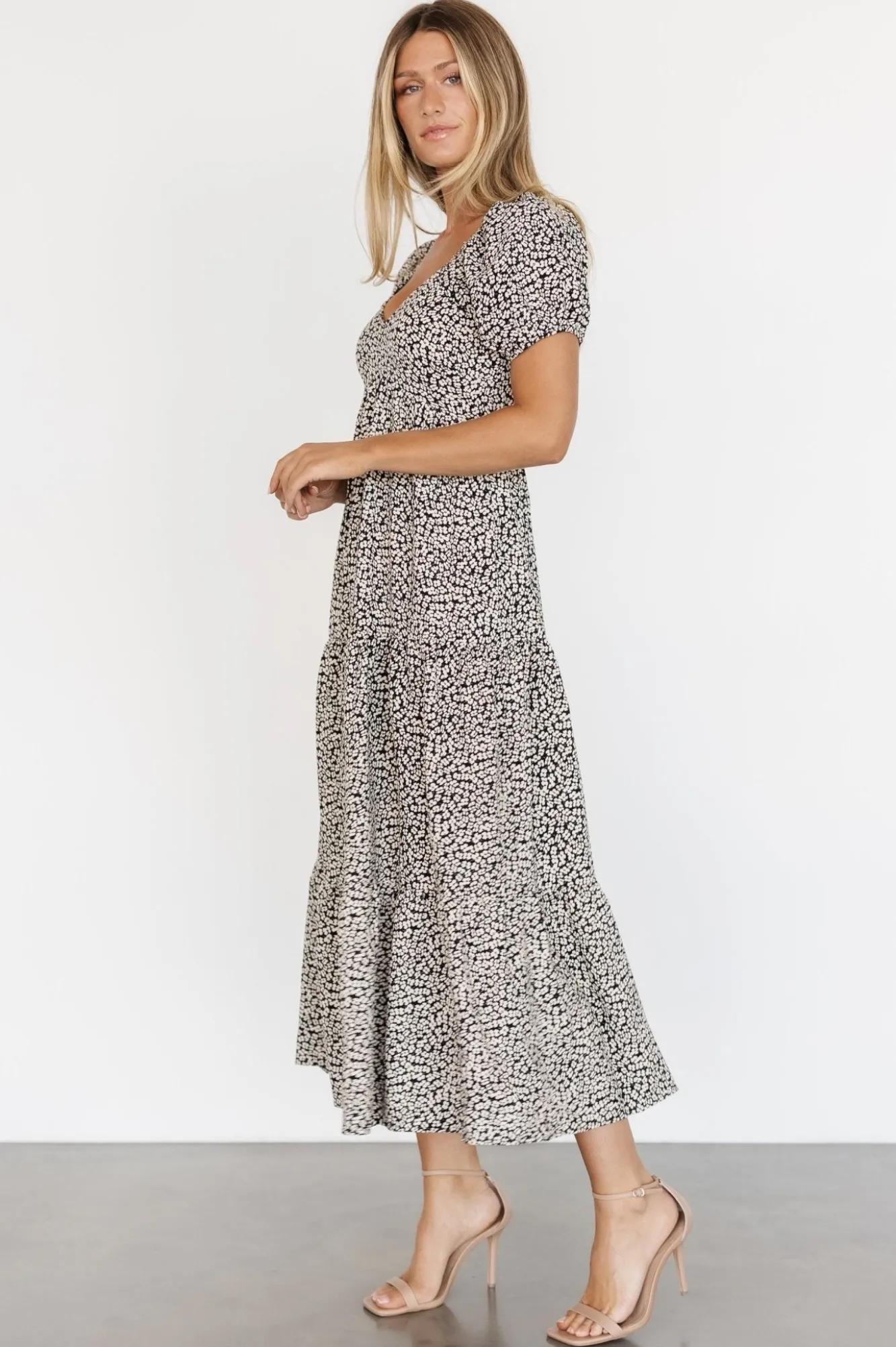 Baltic Born Gables Puff Sleeve Maxi Dress | Black Multi