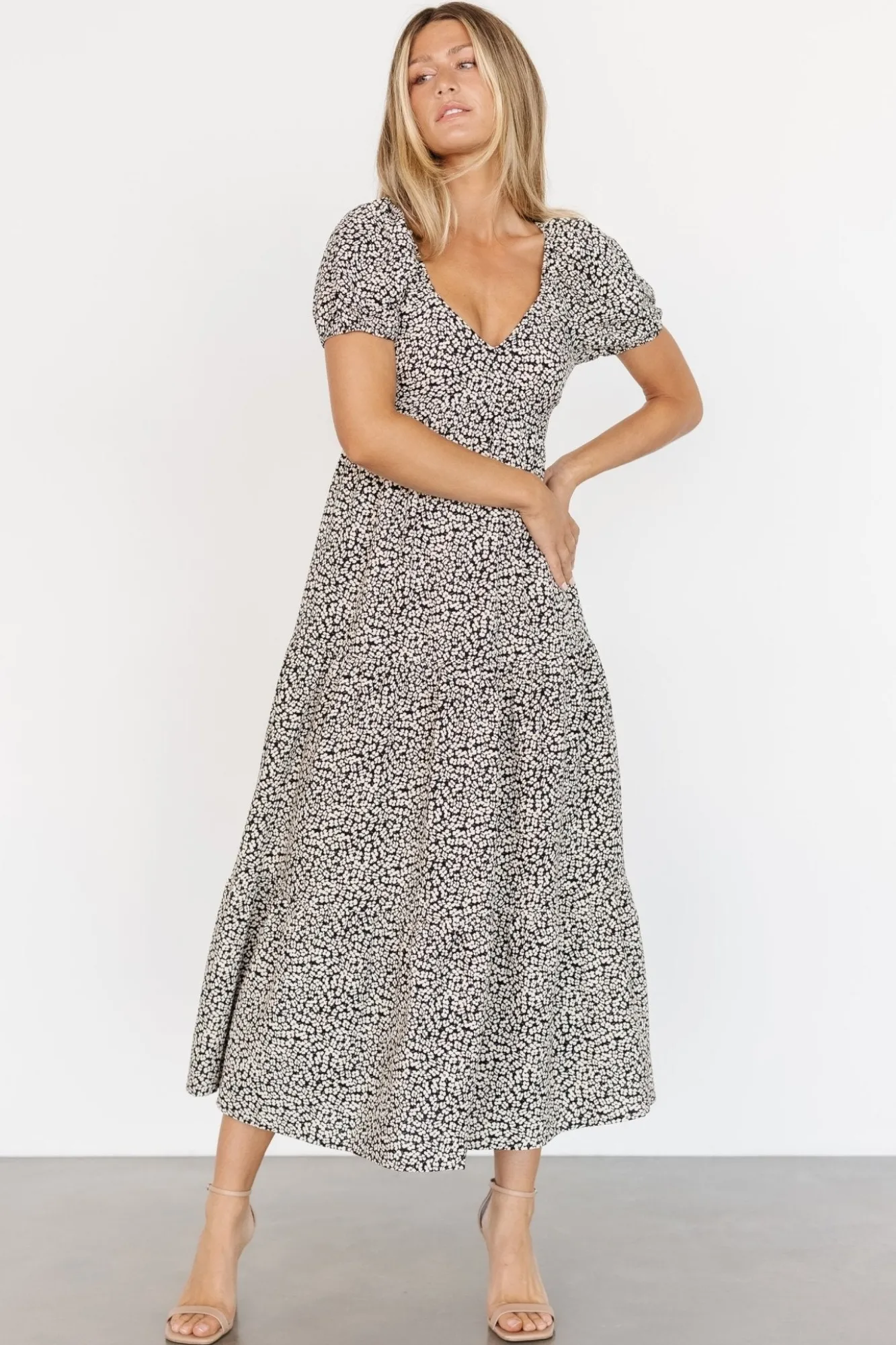 Baltic Born Gables Puff Sleeve Maxi Dress | Black Multi