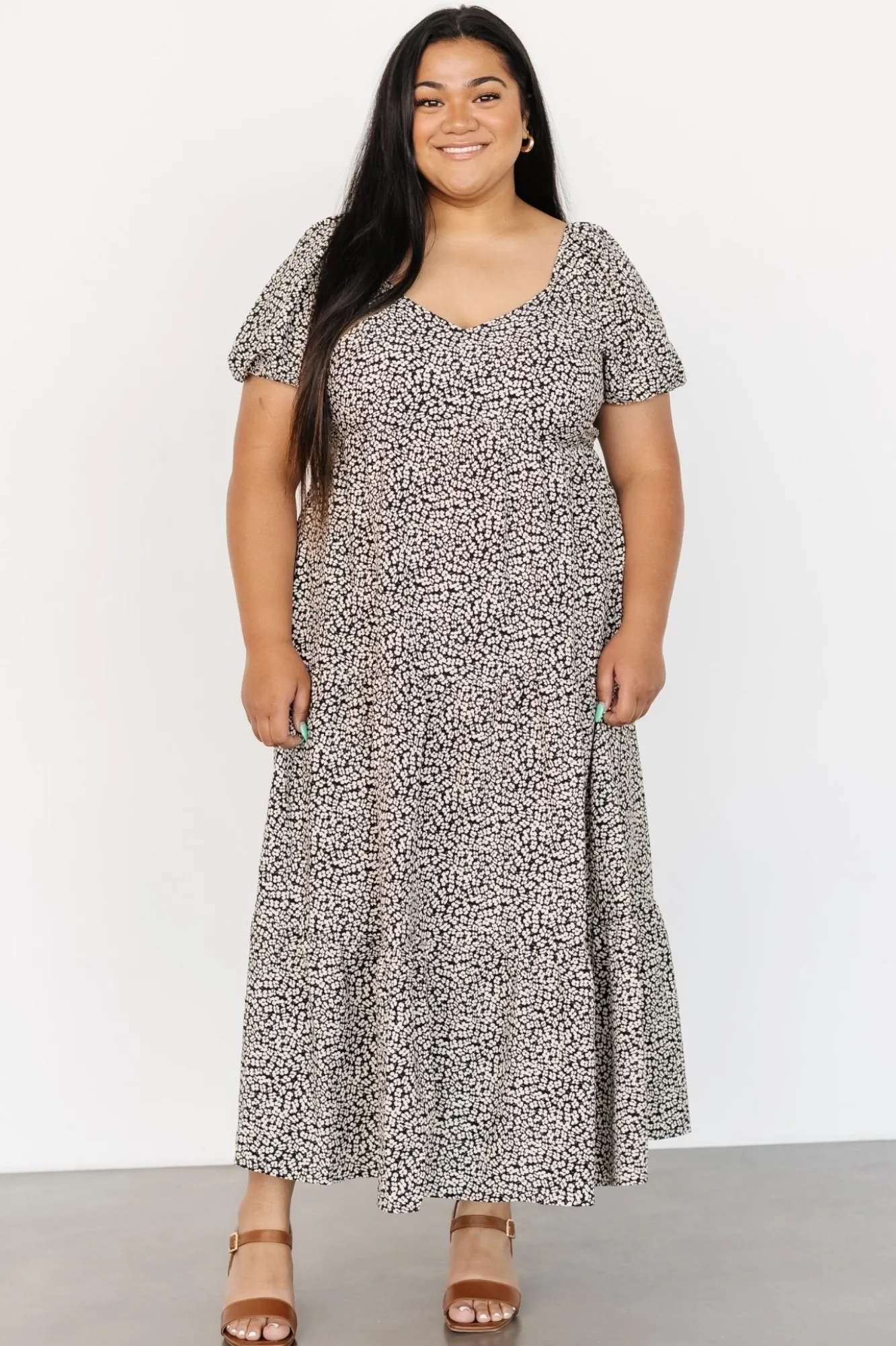 Baltic Born Gables Puff Sleeve Maxi Dress | Black Multi