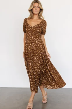 Baltic Born Gables Puff Sleeve Maxi Dress | Brown Multi