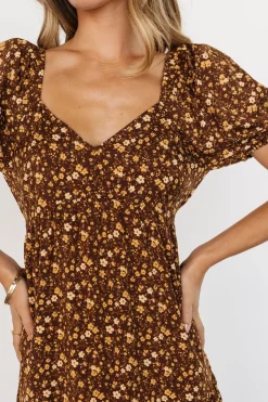 Baltic Born Gables Puff Sleeve Maxi Dress | Brown Multi
