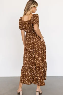 Baltic Born Gables Puff Sleeve Maxi Dress | Brown Multi
