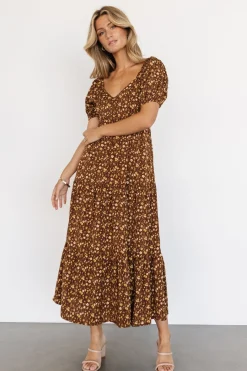 Baltic Born Gables Puff Sleeve Maxi Dress | Brown Multi