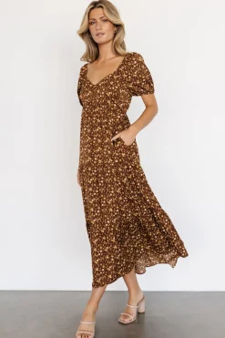Baltic Born Gables Puff Sleeve Maxi Dress | Brown Multi
