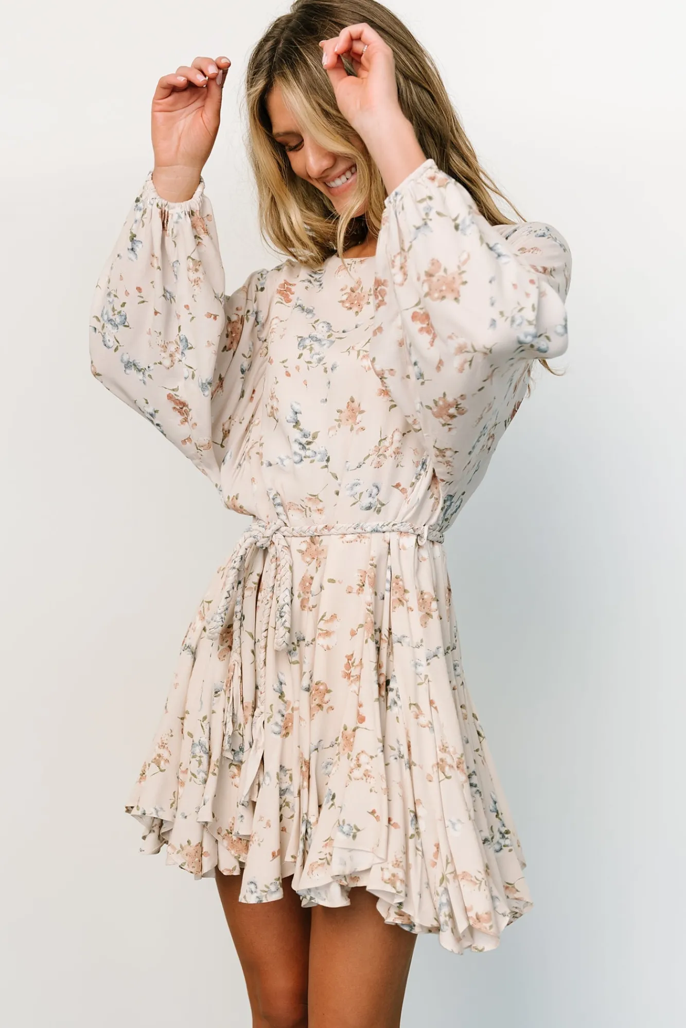 Baltic Born Galia Mini Dress | Beige Floral