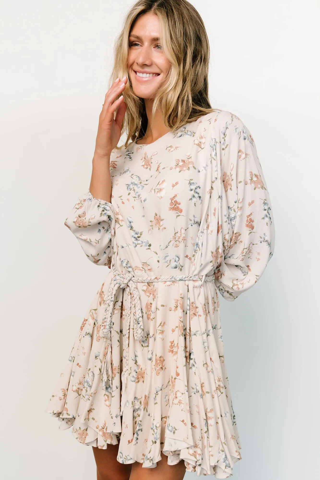 Baltic Born Galia Mini Dress | Beige Floral