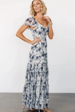 Baltic Born Genevive Maxi Dress | Cream + Blue Floral