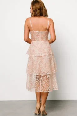 Baltic Born Georgiana Embroidered Midi Dress | Nude + Rose