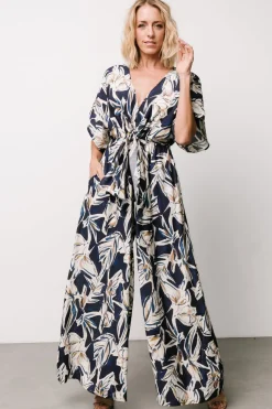 Baltic Born Giada Wide Leg Jumpsuit | Navy + Off White