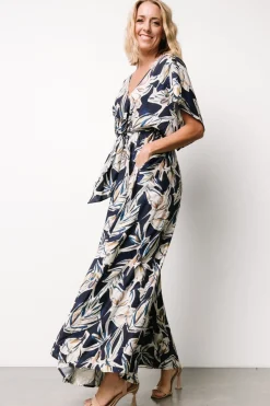 Baltic Born Giada Wide Leg Jumpsuit | Navy + Off White