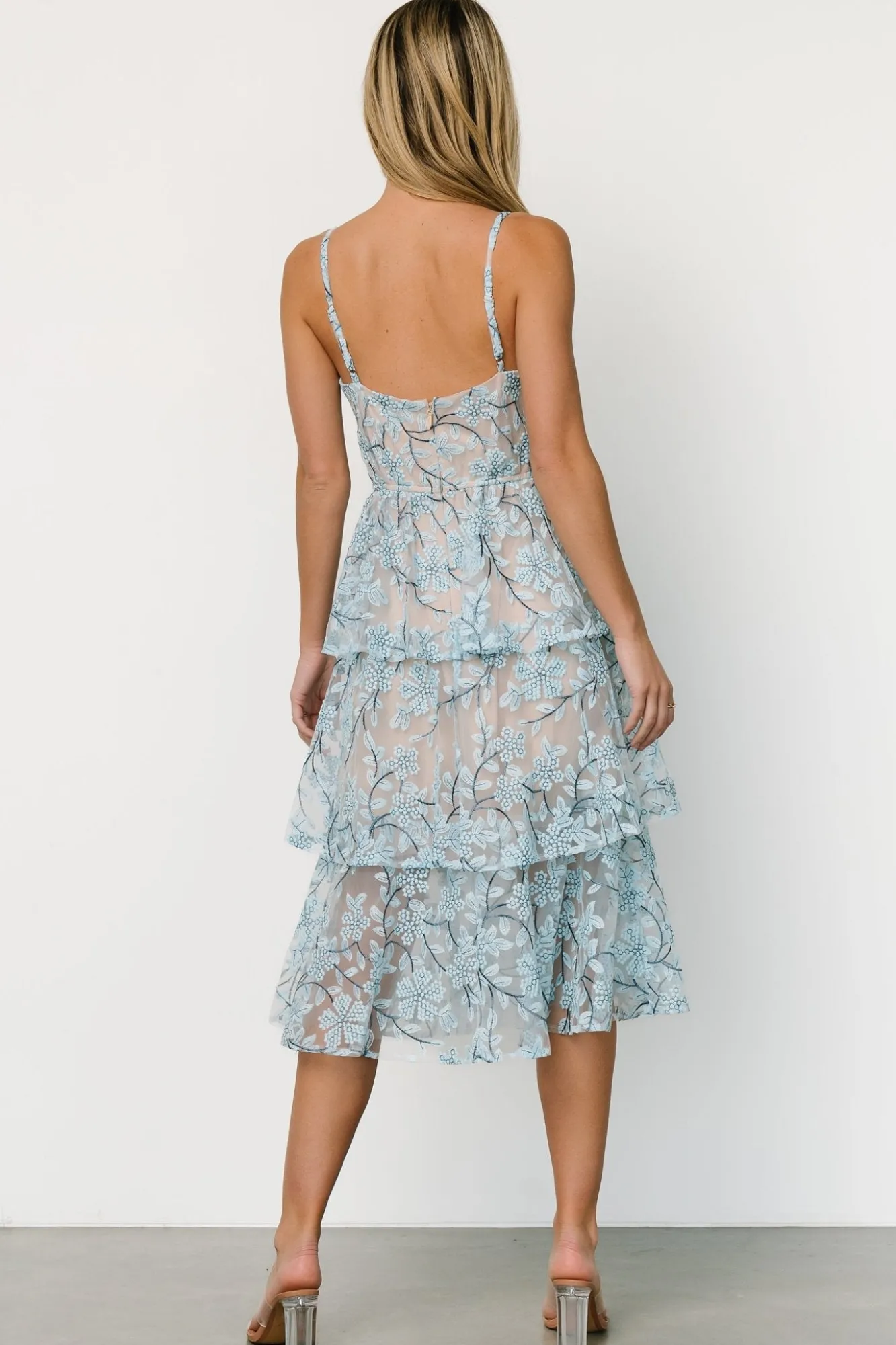 Baltic Born Giavanna Tiered Midi Dress | Dusty Blue