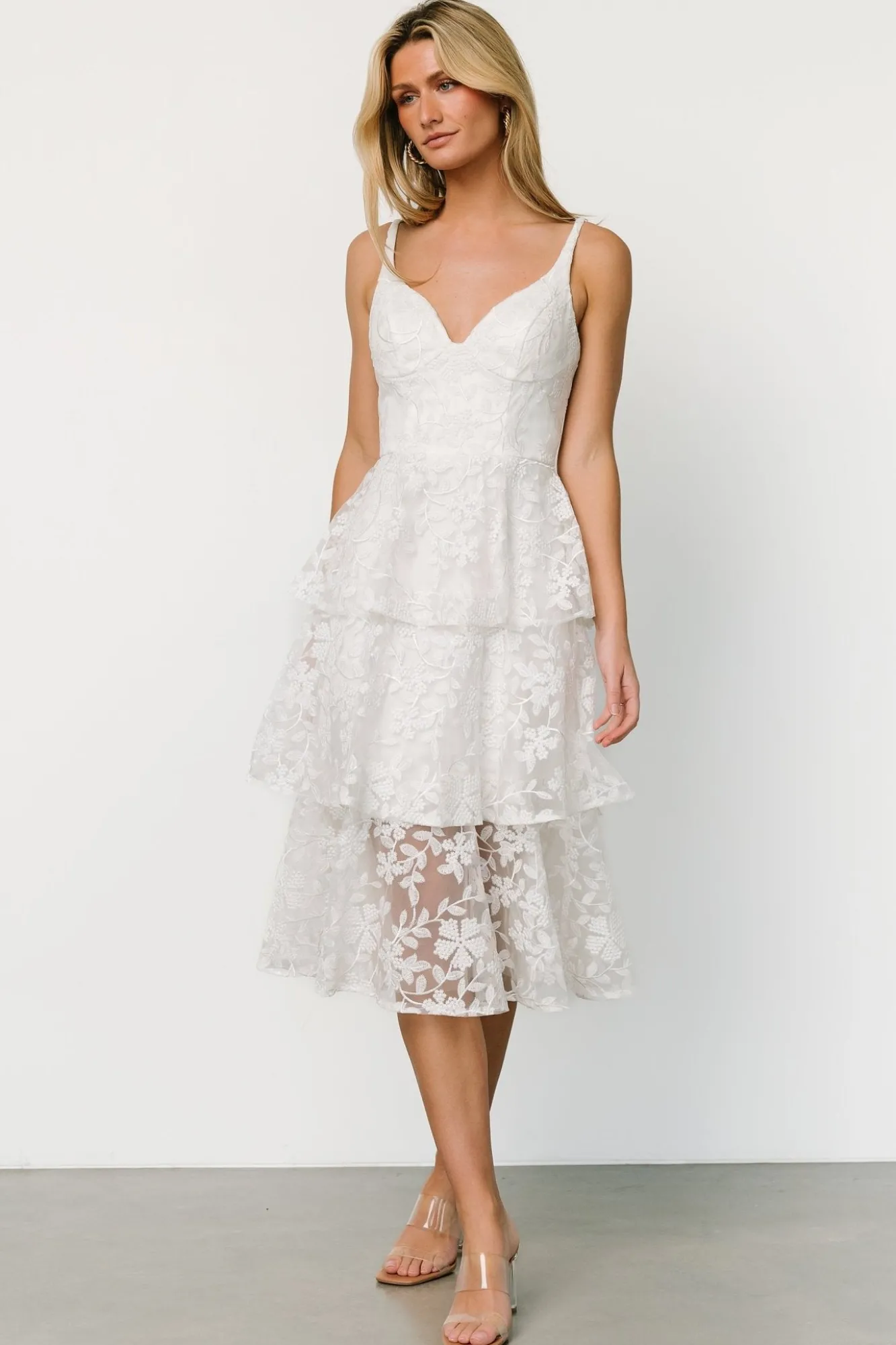 Baltic Born Giavanna Tiered Midi Dress | Off White