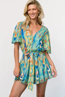 Baltic Born Gibson Romper | Blue + Green Multi