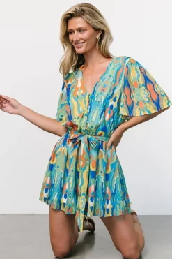 Baltic Born Gibson Romper | Blue + Green Multi