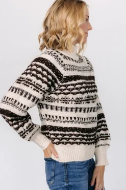 Baltic Born Guadalupe Mock Neck Sweater | Ivory + Chocolate