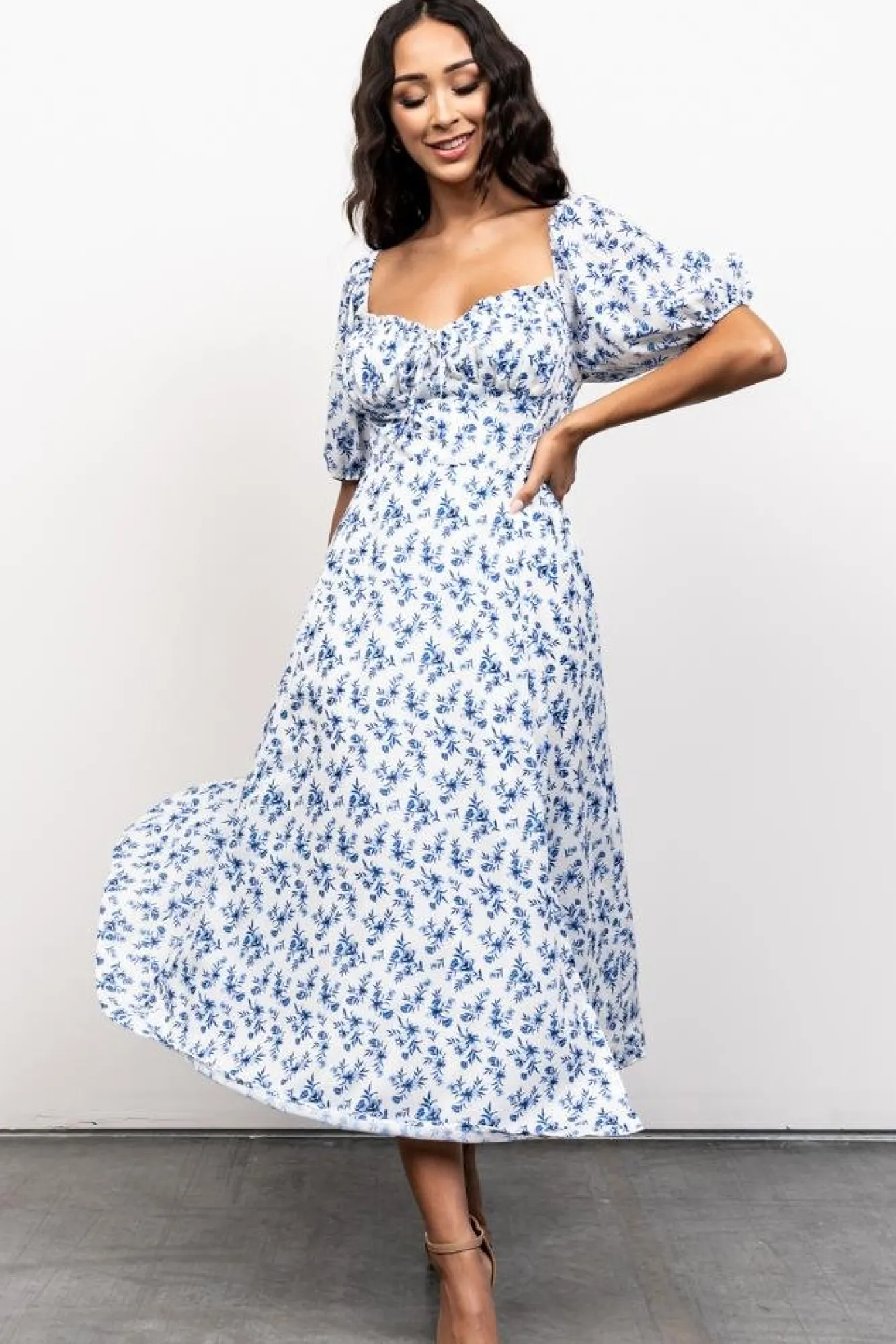 Baltic Born Gwen Smocked Midi Dress | Blue Floral