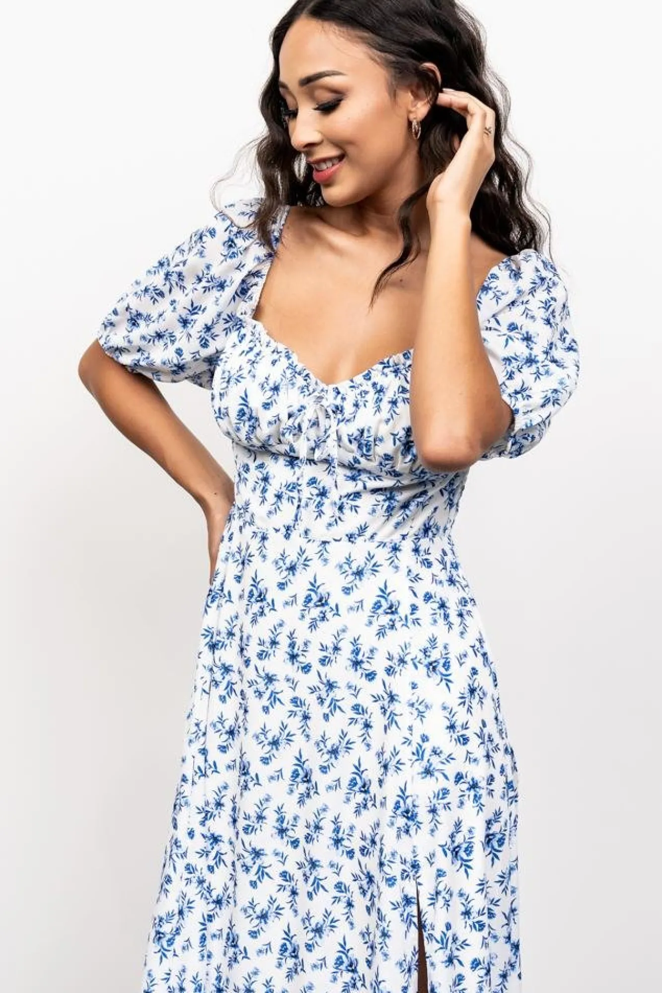 Baltic Born Gwen Smocked Midi Dress | Blue Floral