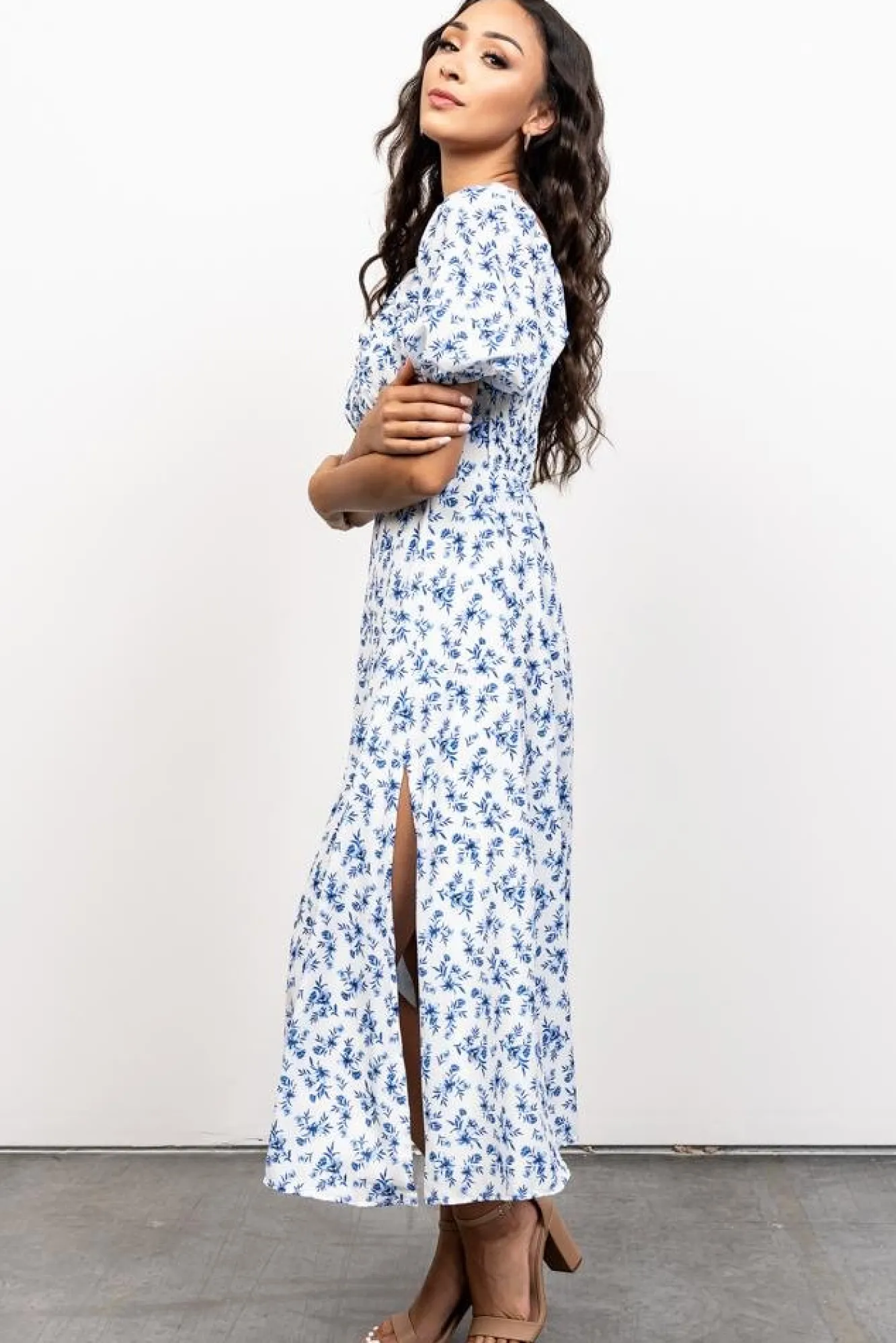 Baltic Born Gwen Smocked Midi Dress | Blue Floral