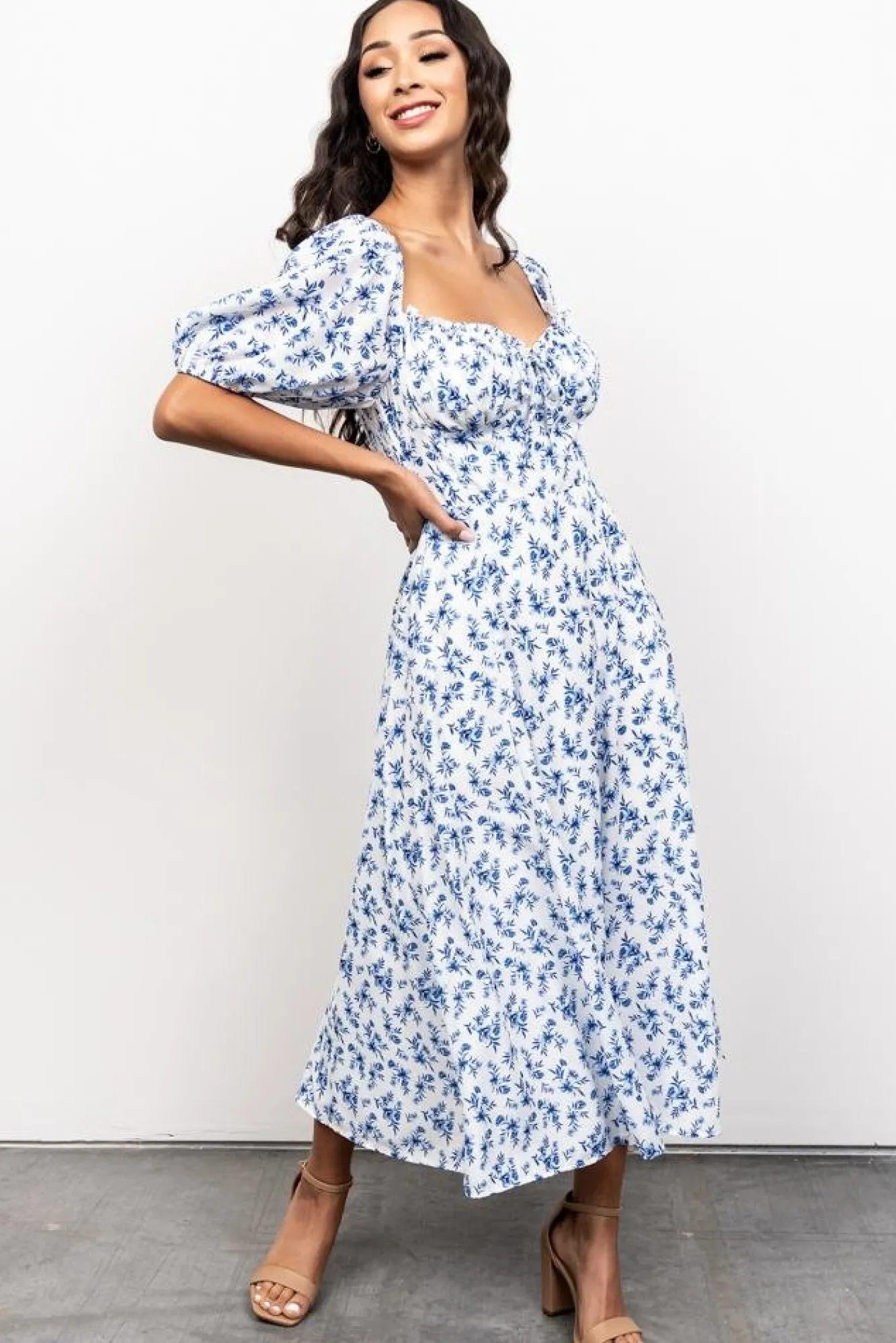 Baltic Born Gwen Smocked Midi Dress | Blue Floral