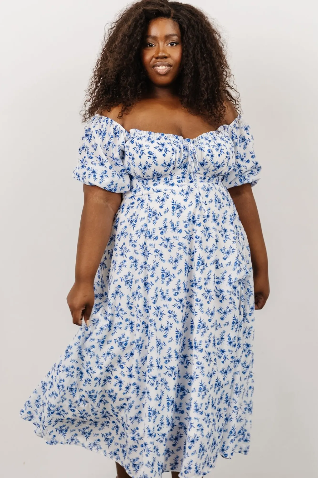 Baltic Born Gwen Smocked Midi Dress | Blue Floral