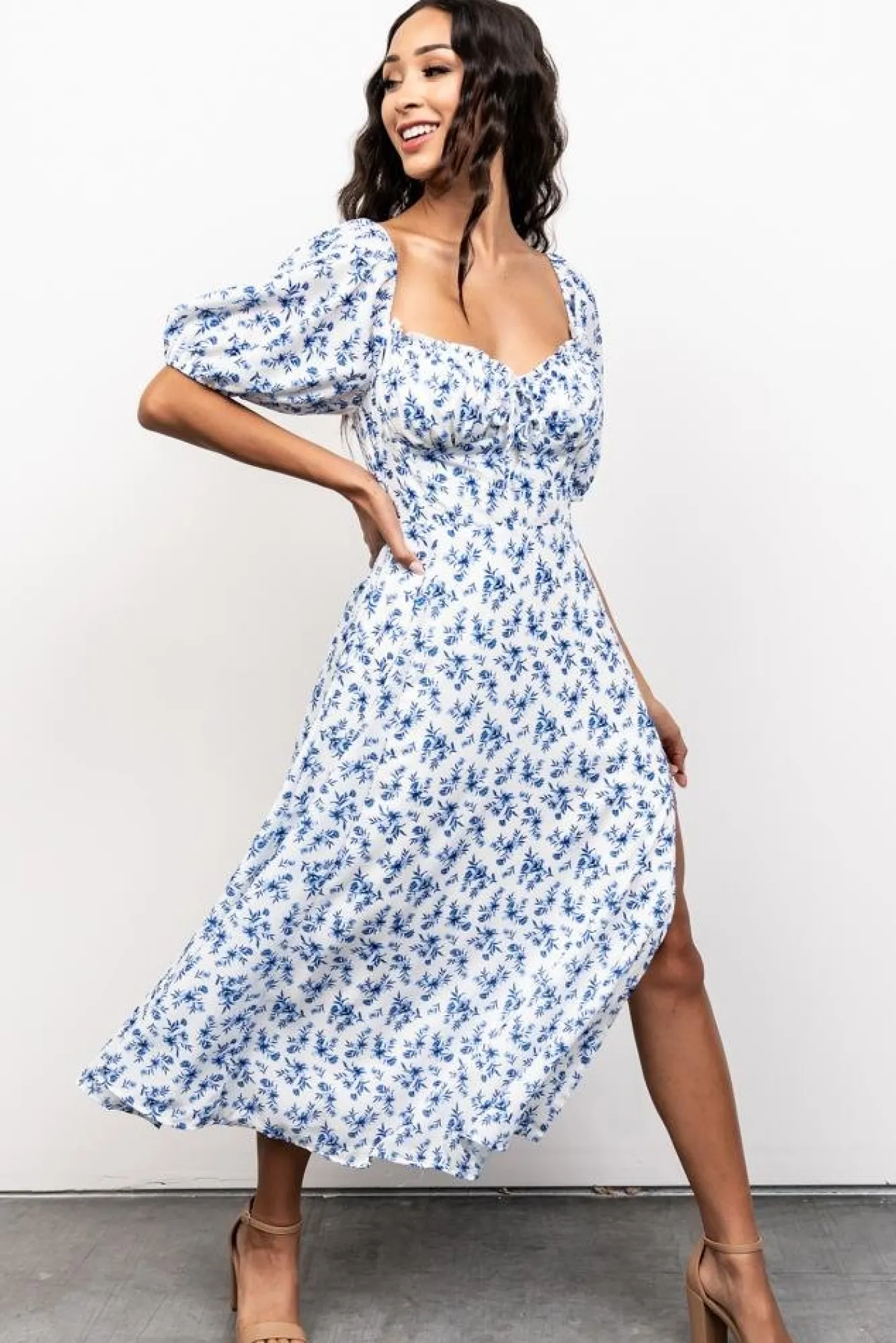 Baltic Born Gwen Smocked Midi Dress | Blue Floral