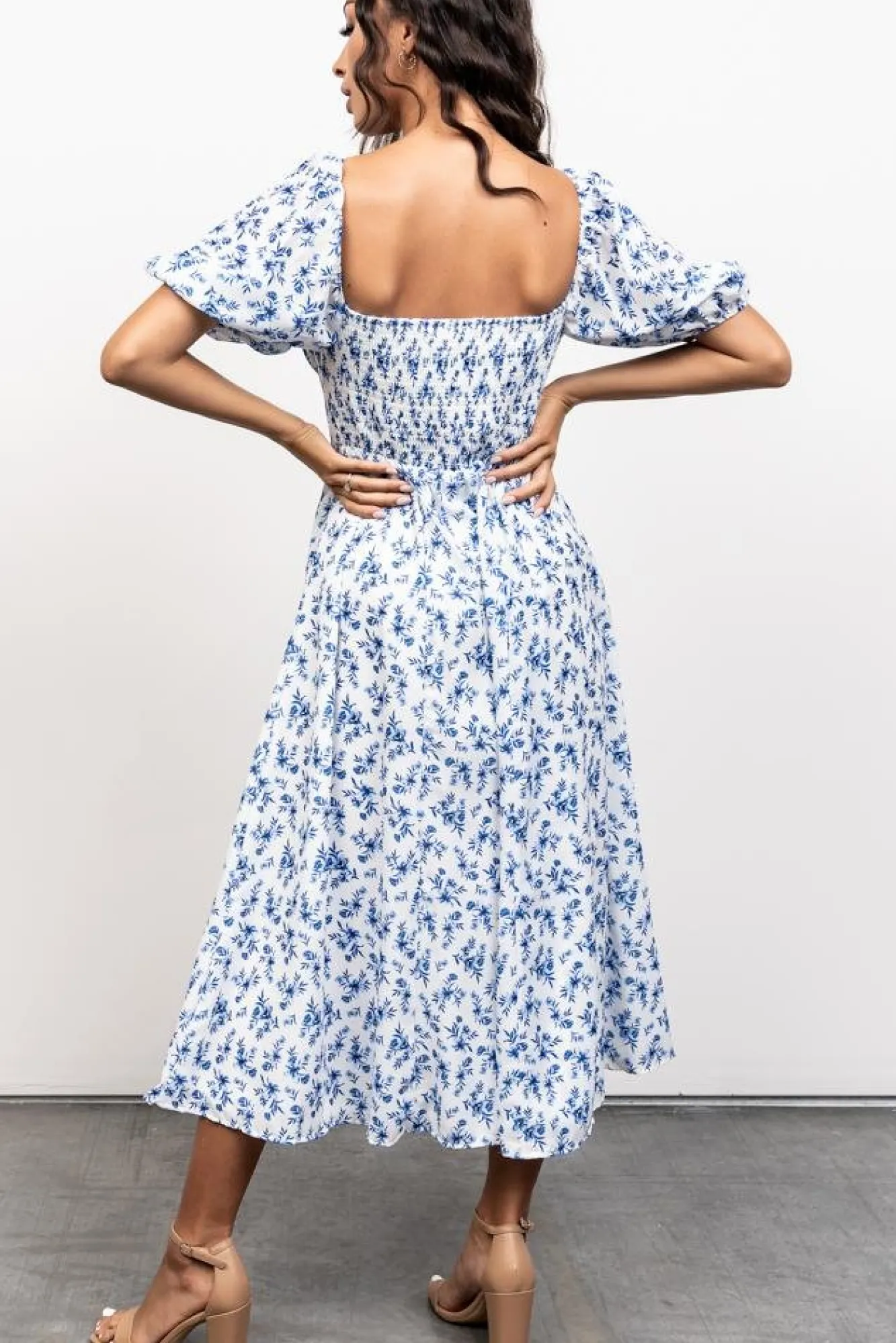 Baltic Born Gwen Smocked Midi Dress | Blue Floral