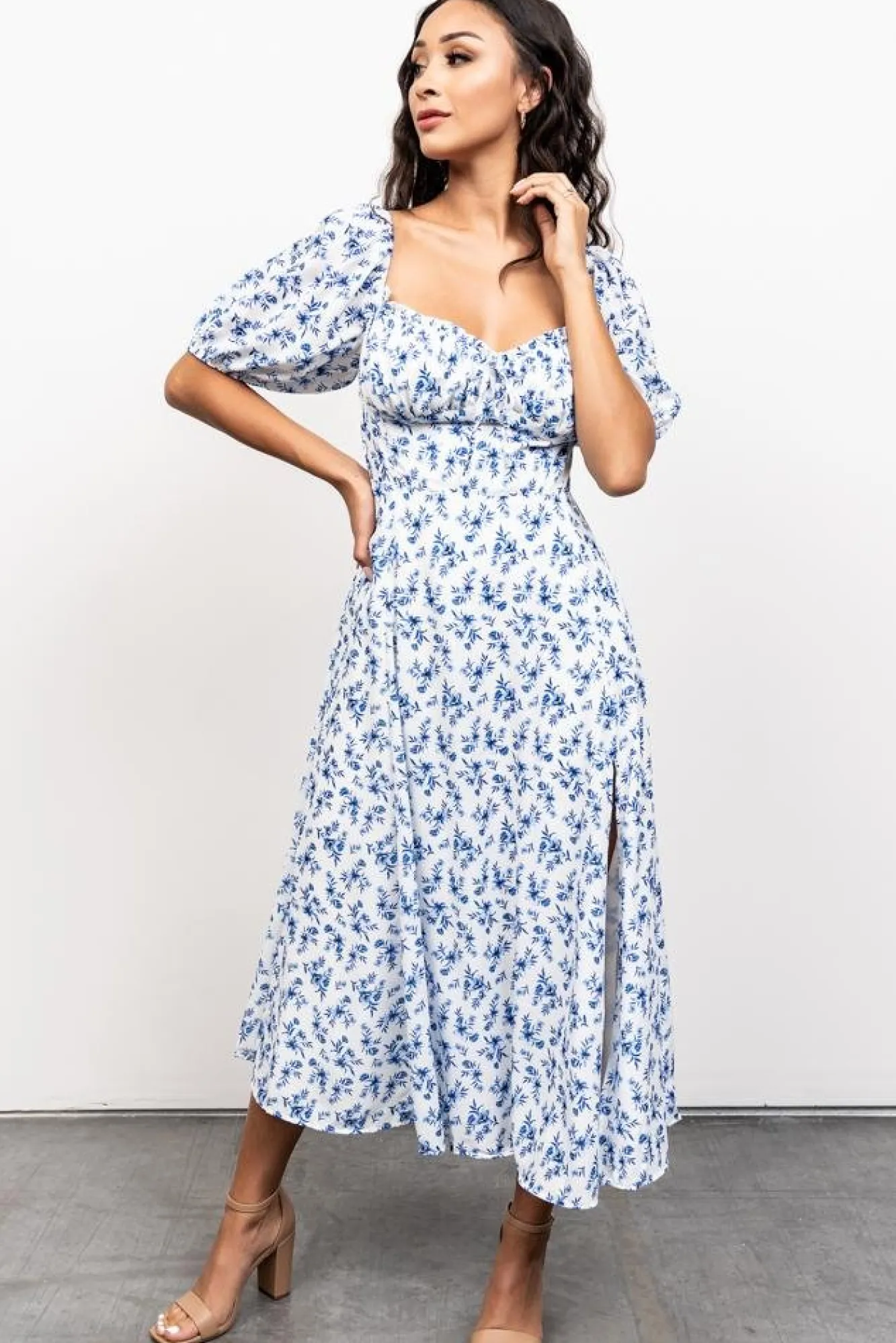 Baltic Born Gwen Smocked Midi Dress | Blue Floral
