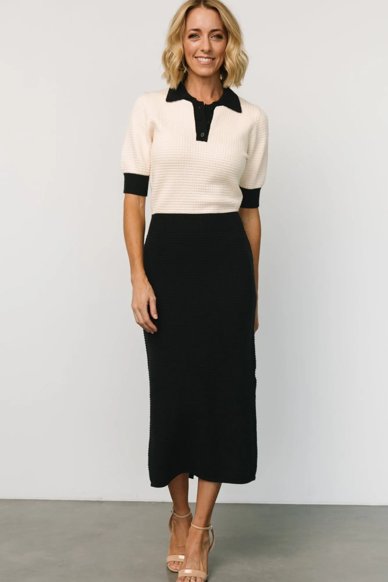 Baltic Born Gwendolyn Collared Midi Dress | Navy + Cream