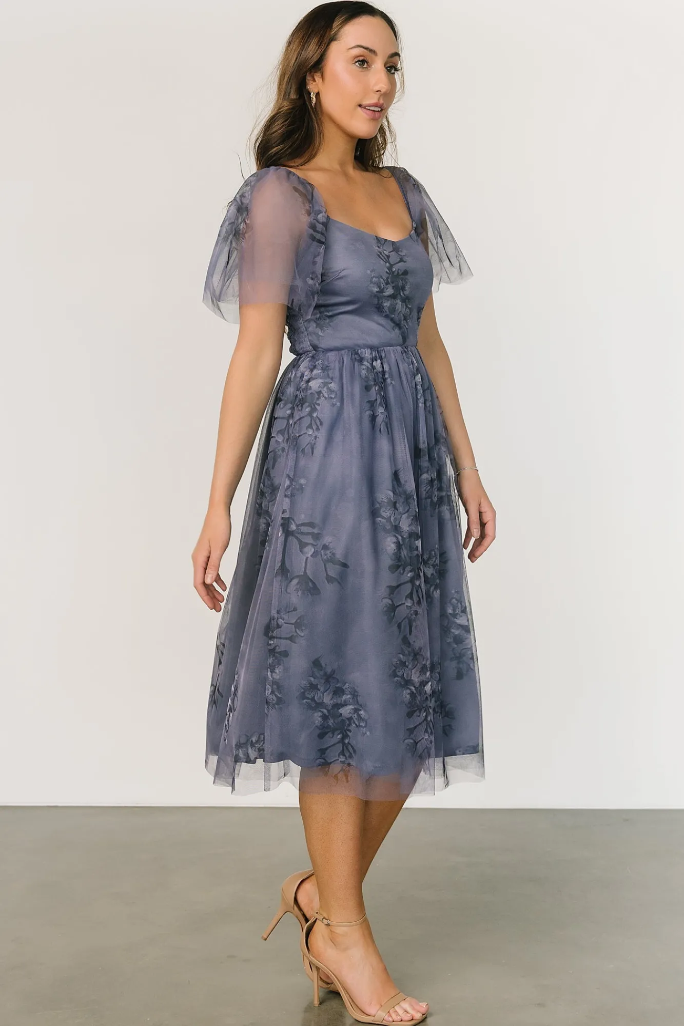 Baltic Born Gwyneth Tulle Midi Dress | Slate Blue Multi