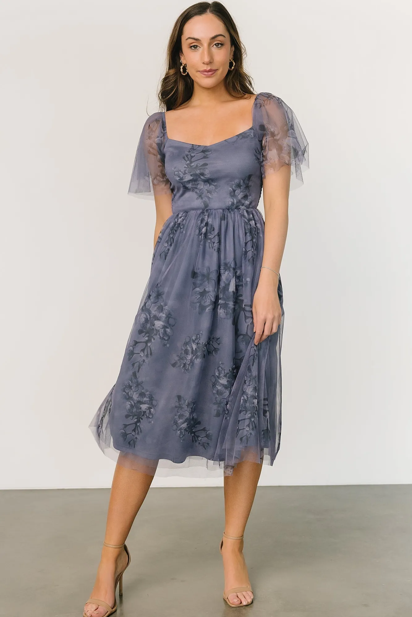 Baltic Born Gwyneth Tulle Midi Dress | Slate Blue Multi